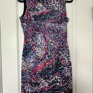 Zara Pink and Blue Sheath Mini Dress Scoop Neck Sleeveless Cocktail